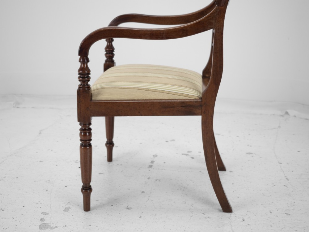 Pair of Regency Mahogany Bar-Back Elbow Chairs (Carvers), circa 1820 (Georgian Dining Armchairs 19th Century) View XVI