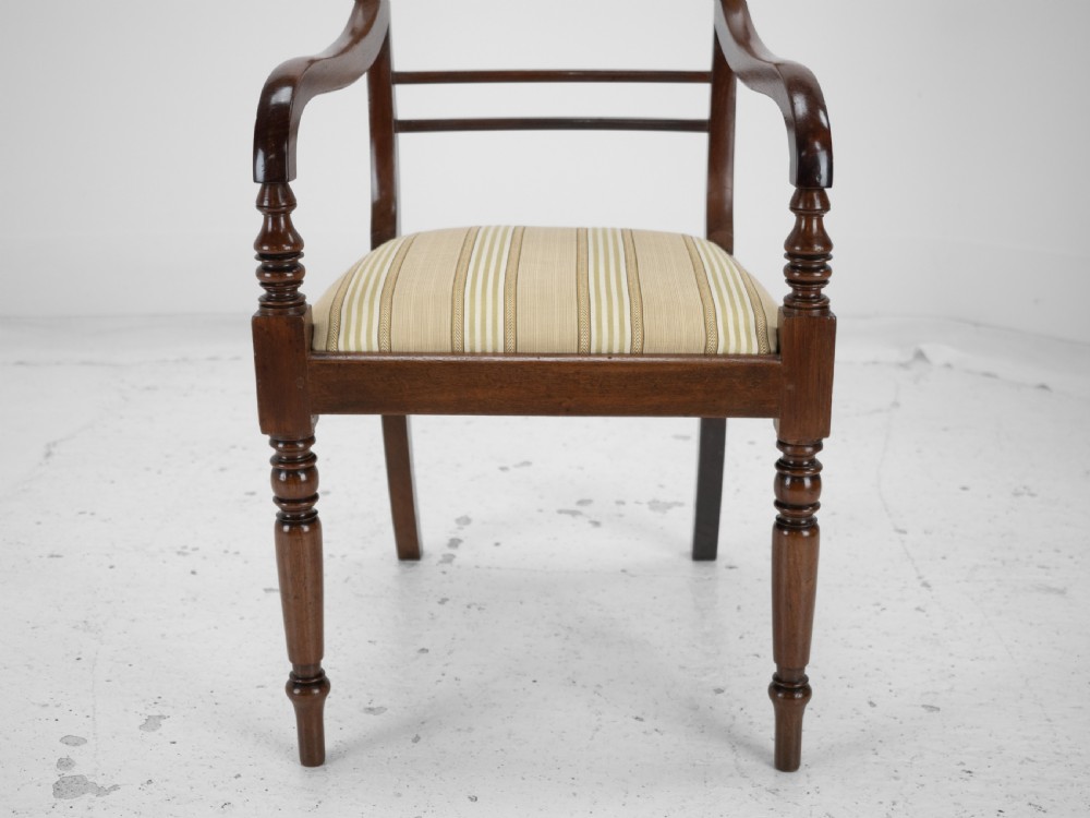Pair of Regency Mahogany Bar-Back Elbow Chairs (Carvers), circa 1820 (Georgian Dining Armchairs 19th Century) View XVII