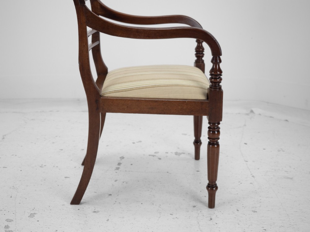 Pair of Regency Mahogany Bar-Back Elbow Chairs (Carvers), circa 1820 (Georgian Dining Armchairs 19th Century) View XIX