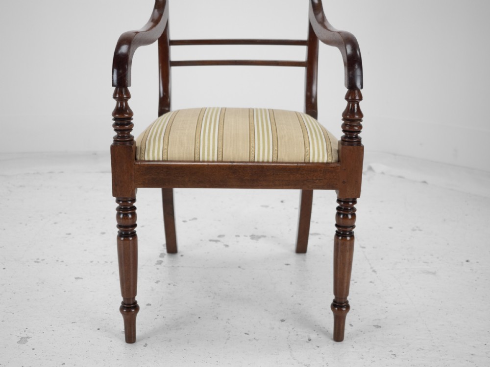 Pair of Regency Mahogany Bar-Back Elbow Chairs (Carvers), circa 1820 (Georgian Dining Armchairs 19th Century) View XXII
