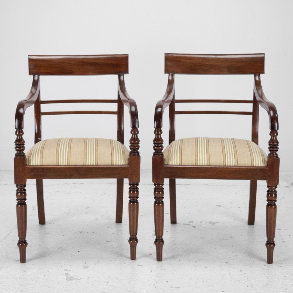 Pair of Regency Mahogany Bar-Back Elbow Chairs (Carvers), circa 1820 (Georgian Dining Armchairs 19th Century) View XXIV