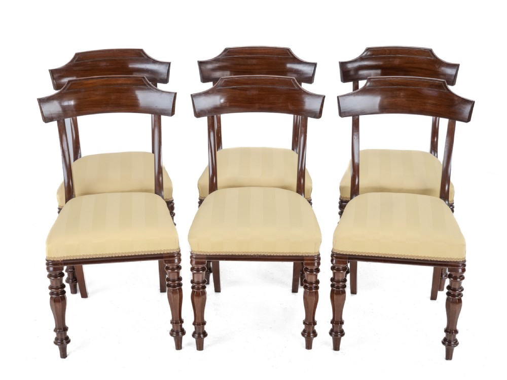 Victorian Set of Six Mahogany Bar Back Dining Chairs with Upholstered Seats, circa 1870, 19th Century