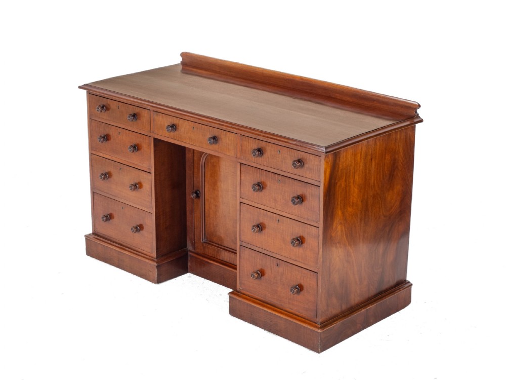 19th Century Victorian Mahogany Kneehole Desk, circa 1870 View IX