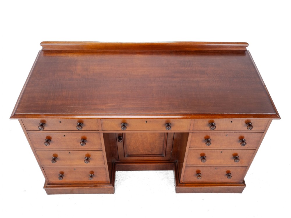 19th Century Victorian Mahogany Kneehole Desk, circa 1870 View XIV