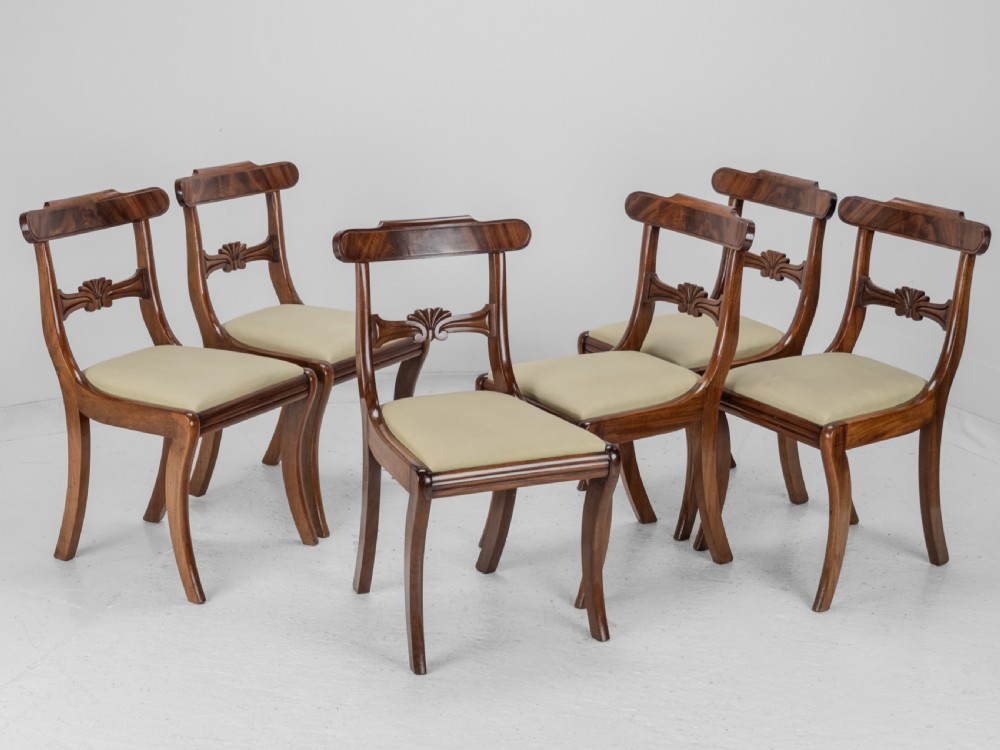 Set of Six Regency Mahogany Bar Back Dining Chairs with Sabre Legs, circa 1820 (George III–IV) View III