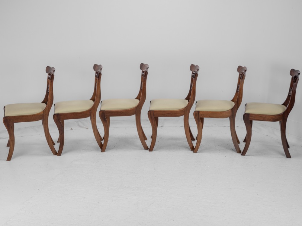 Set of Six Regency Mahogany Bar Back Dining Chairs with Sabre Legs, circa 1820 (George III–IV) View V