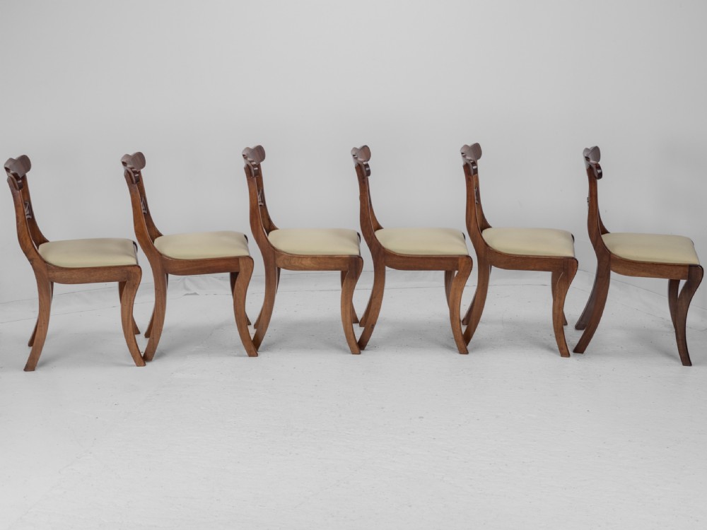 Set of Six Regency Mahogany Bar Back Dining Chairs with Sabre Legs, circa 1820 (George III–IV) View VII