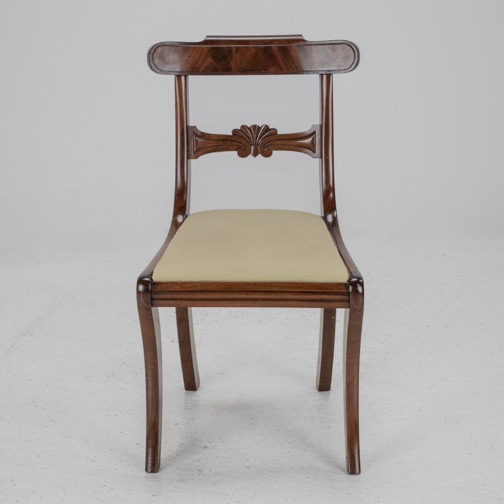 Set of Six Regency Mahogany Bar Back Dining Chairs with Sabre Legs, circa 1820 (George III–IV) View XV