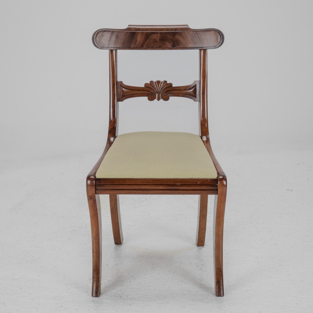 Set of Six Regency Mahogany Bar Back Dining Chairs with Sabre Legs, circa 1820 (George III–IV) View XIX