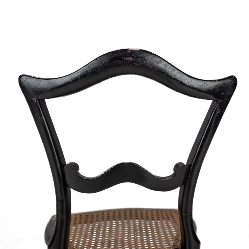 19th Century Ebonised Chinoiserie Chair with Canework Seat, Mother-of-Pearl Inlay and Parcel Gilt Decoration View XX