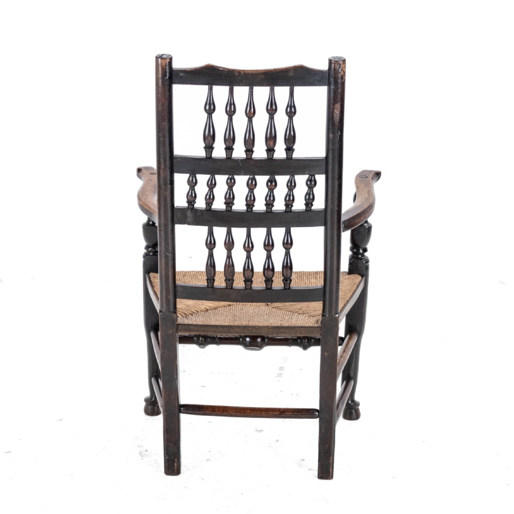 19th Century Elm & Ash Lancashire Rush Seat Country Elbow Chair Carver Armchair View IV