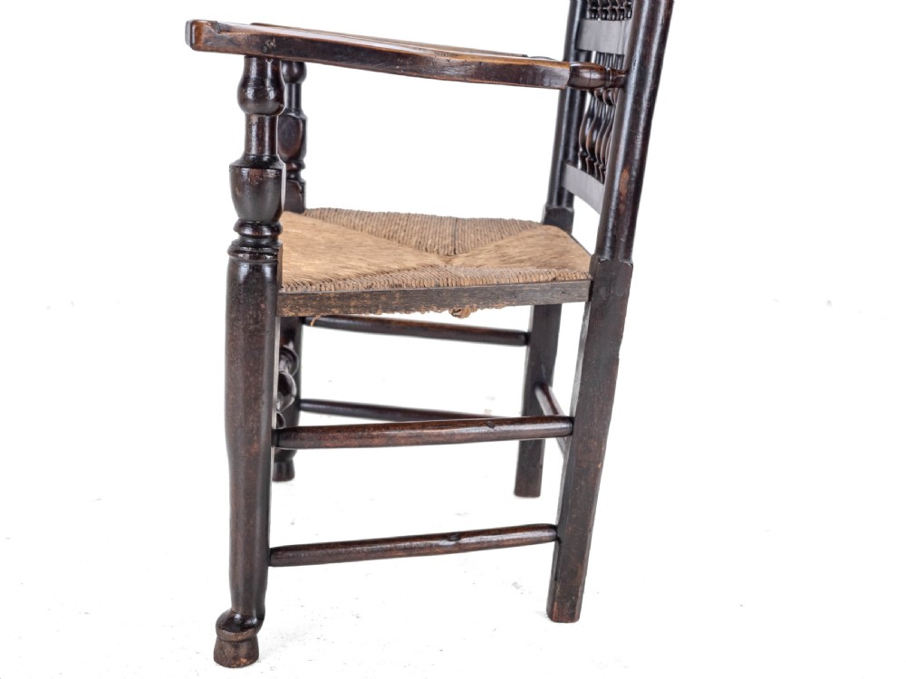 19th Century Elm & Ash Lancashire Rush Seat Country Elbow Chair Carver Armchair View XIV