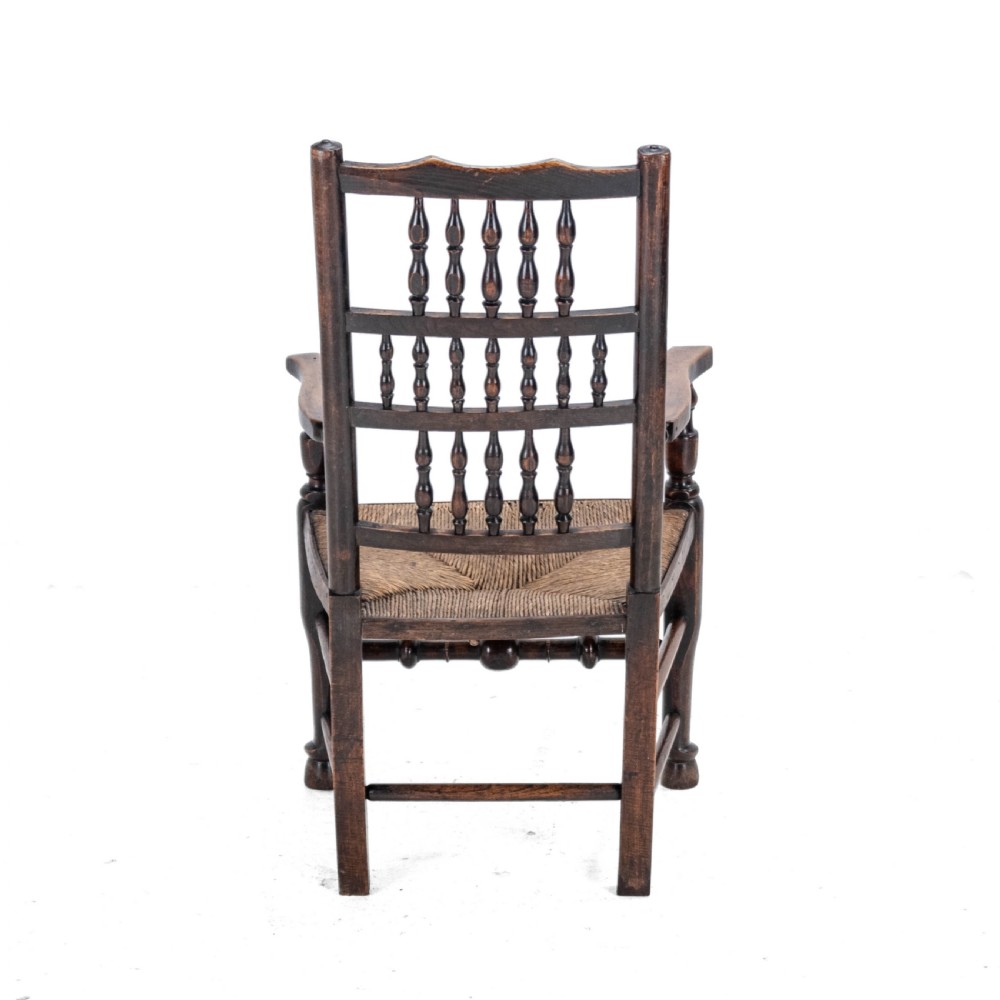 Mid 19th Century Elm & Ash Lancashire Rush Seat Country Elbow Chair Carver Armchair (Victorian) View IV