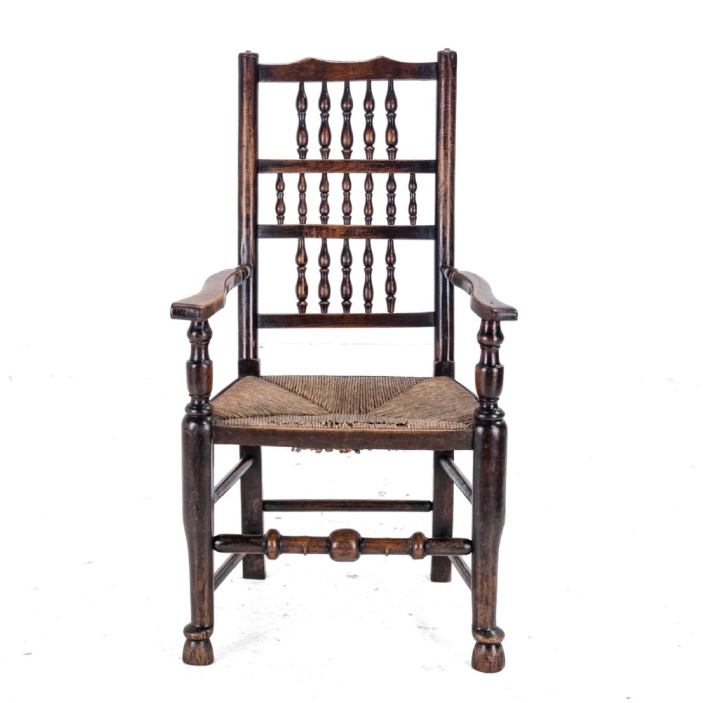 Mid 19th Century Elm & Ash Lancashire Rush Seat Country Elbow Chair Carver Armchair (Victorian) View VII
