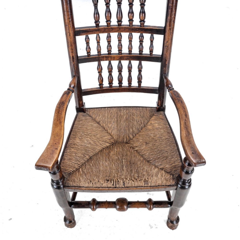 Mid 19th Century Elm & Ash Lancashire Rush Seat Country Elbow Chair Carver Armchair (Victorian) View IX