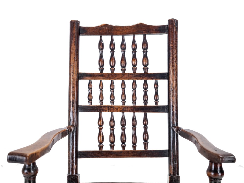 Mid 19th Century Elm & Ash Lancashire Rush Seat Country Elbow Chair Carver Armchair (Victorian) View X