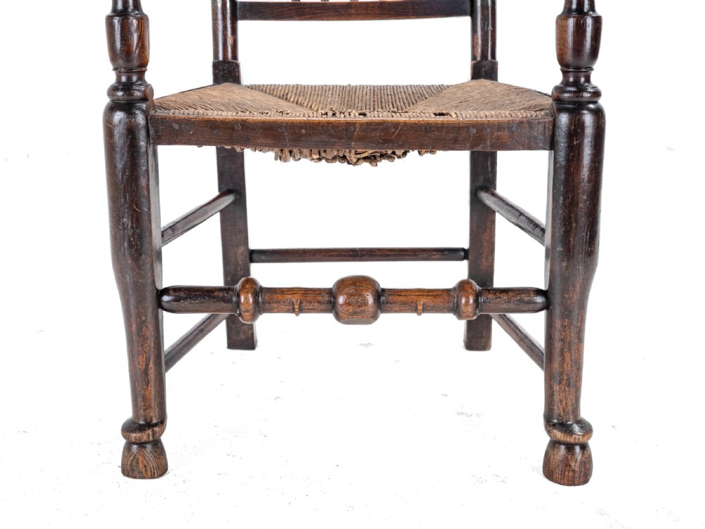 Mid 19th Century Elm & Ash Lancashire Rush Seat Country Elbow Chair Carver Armchair (Victorian) View XI