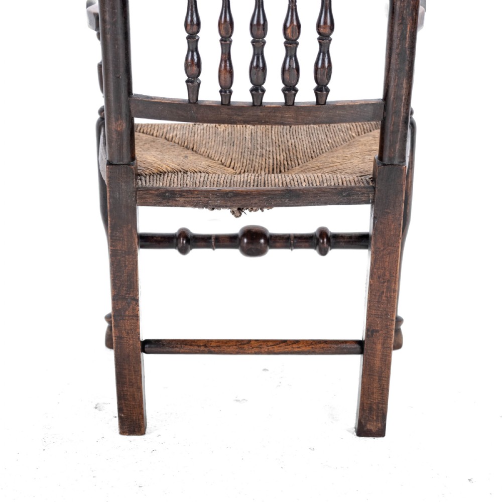 Mid 19th Century Elm & Ash Lancashire Rush Seat Country Elbow Chair Carver Armchair (Victorian) View XII