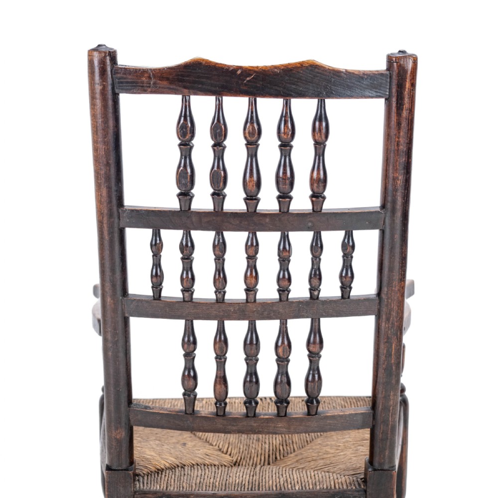 Mid 19th Century Elm & Ash Lancashire Rush Seat Country Elbow Chair Carver Armchair (Victorian) View XIII