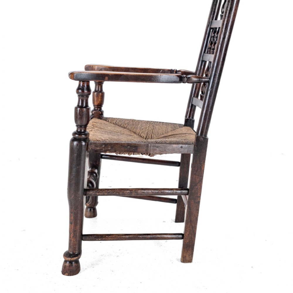 Mid 19th Century Elm & Ash Lancashire Rush Seat Country Elbow Chair Carver Armchair (Victorian) View XIV