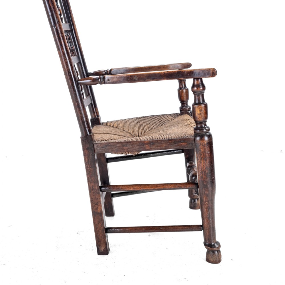 Mid 19th Century Elm & Ash Lancashire Rush Seat Country Elbow Chair Carver Armchair (Victorian) View XV