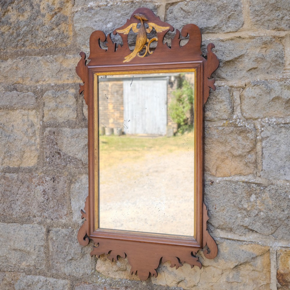 Georgian Chippendale Style Parcel-Gilt Mahogany Pier-Glass Mirror with Hoho Bird Fretwork, Late Victorian, c.1900 View II