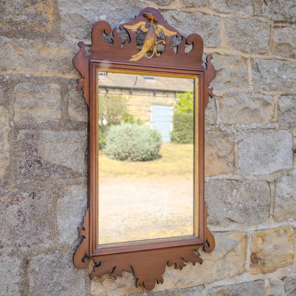 Georgian Chippendale Style Parcel-Gilt Mahogany Pier-Glass Mirror with Hoho Bird Fretwork, Late Victorian, c.1900 View IV