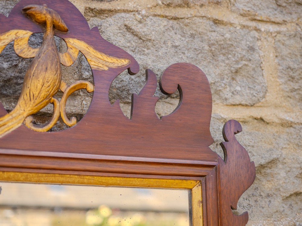 Georgian Chippendale Style Parcel-Gilt Mahogany Pier-Glass Mirror with Hoho Bird Fretwork, Late Victorian, c.1900 View V