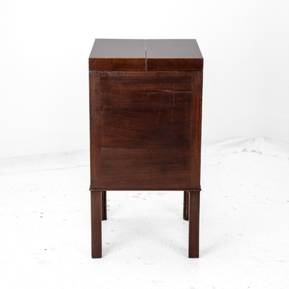Georgian Mahogany and Boxwood Inlaid Gentlemans Washstand, Late 18th Century (George III, Folding Top, Mirror, Tambour Cabinet, Commode) View X