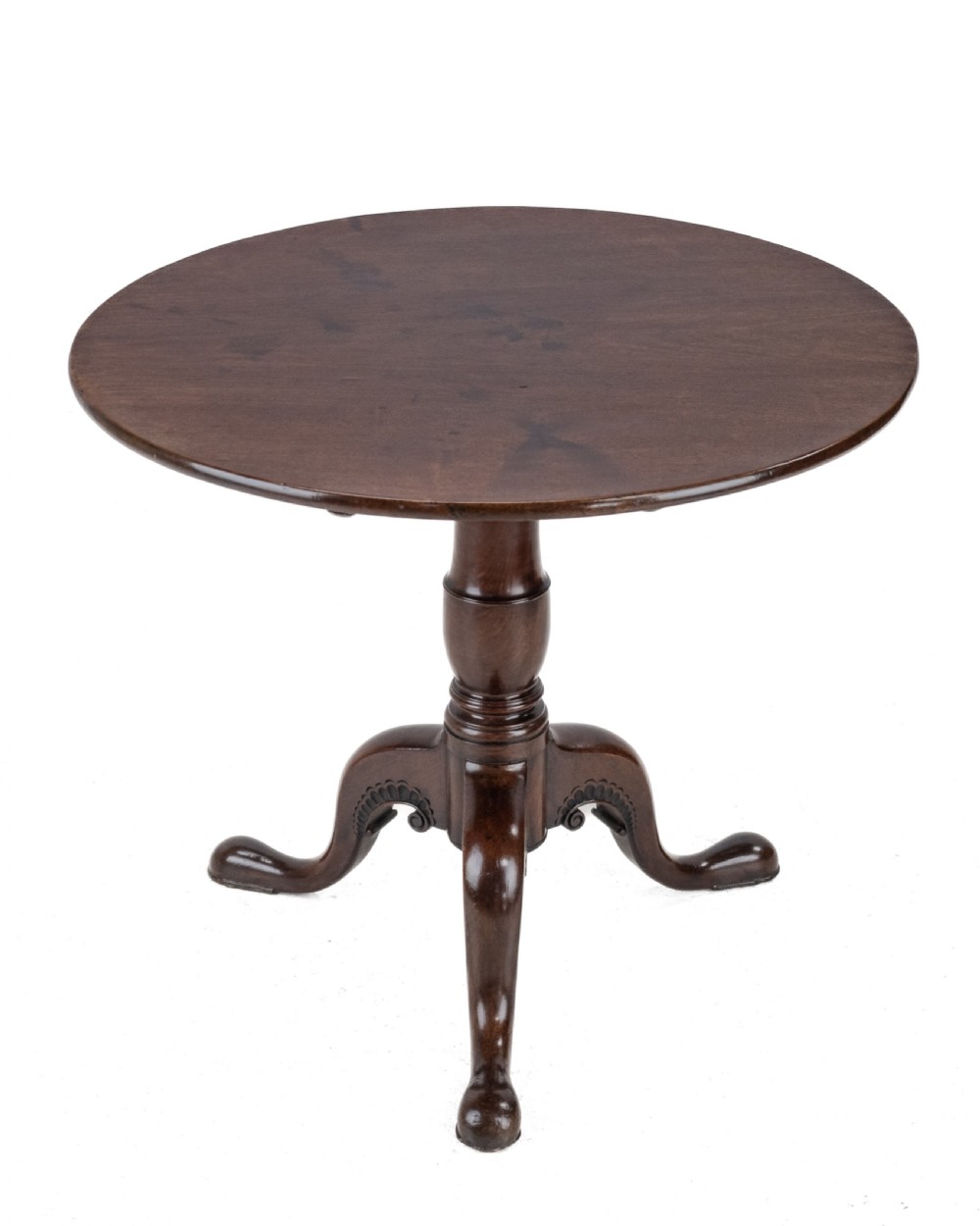 Fine Irish George II Carved Mahogany Tripod Tilt-Top Supper Table, circa 1750 (18th Century Georgian Occasional Table)