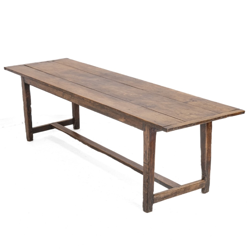Large Early 19th Century French Farmhouse Refectory Dining Table – Pear Wood & Elm, 10 Seater, 8½ ft Long (Rustic Country Kitchen) View VI