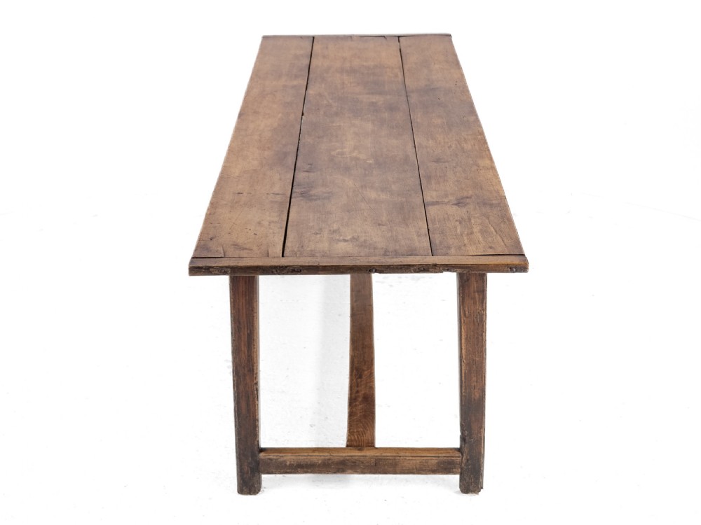 Large Early 19th Century French Farmhouse Refectory Dining Table – Pear Wood & Elm, 10 Seater, 8½ ft Long (Rustic Country Kitchen) View VII