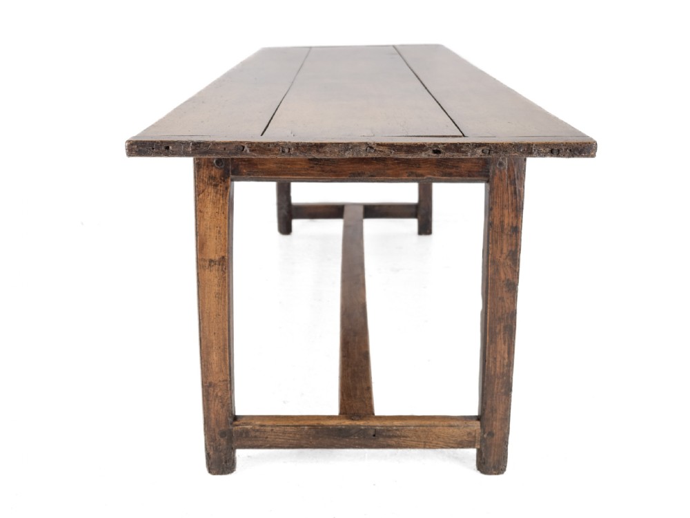 Large Early 19th Century French Farmhouse Refectory Dining Table – Pear Wood & Elm, 10 Seater, 8½ ft Long (Rustic Country Kitchen) View XII