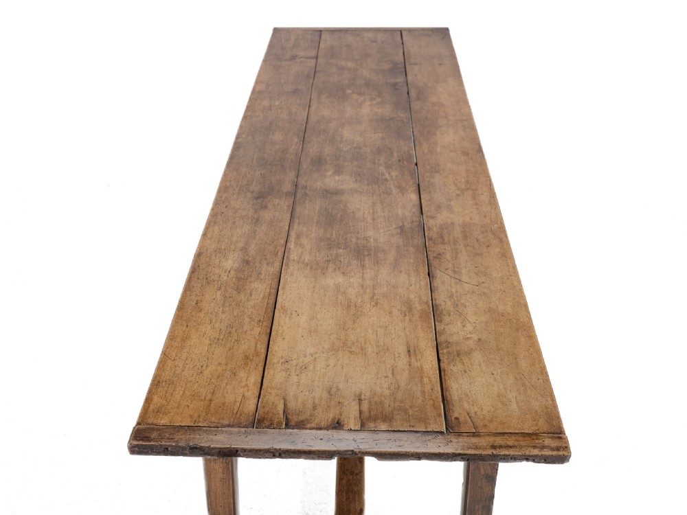 Large Early 19th Century French Farmhouse Refectory Dining Table – Pear Wood & Elm, 10 Seater, 8½ ft Long (Rustic Country Kitchen) View XIV