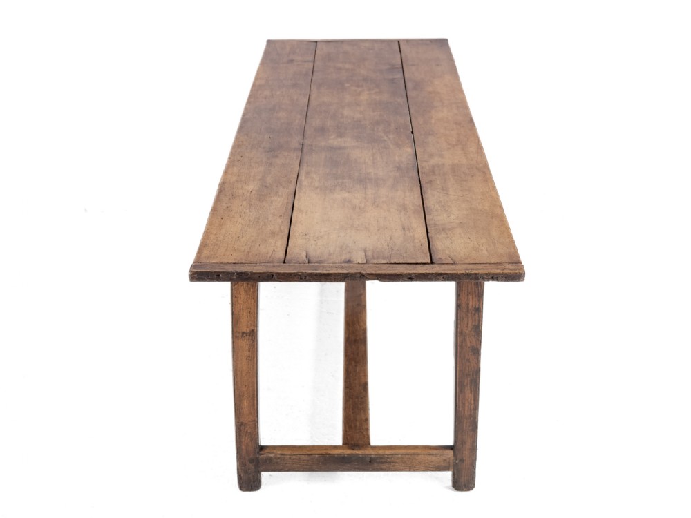 Large Early 19th Century French Farmhouse Refectory Dining Table – Pear Wood & Elm, 10 Seater, 8½ ft Long (Rustic Country Kitchen) View XV