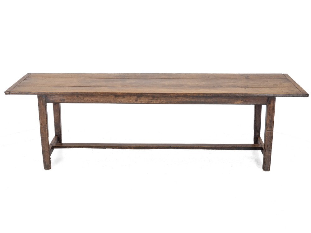 Large Early 19th Century French Farmhouse Refectory Dining Table – Pear Wood & Elm, 10 Seater, 8½ ft Long (Rustic Country Kitchen) View XVI
