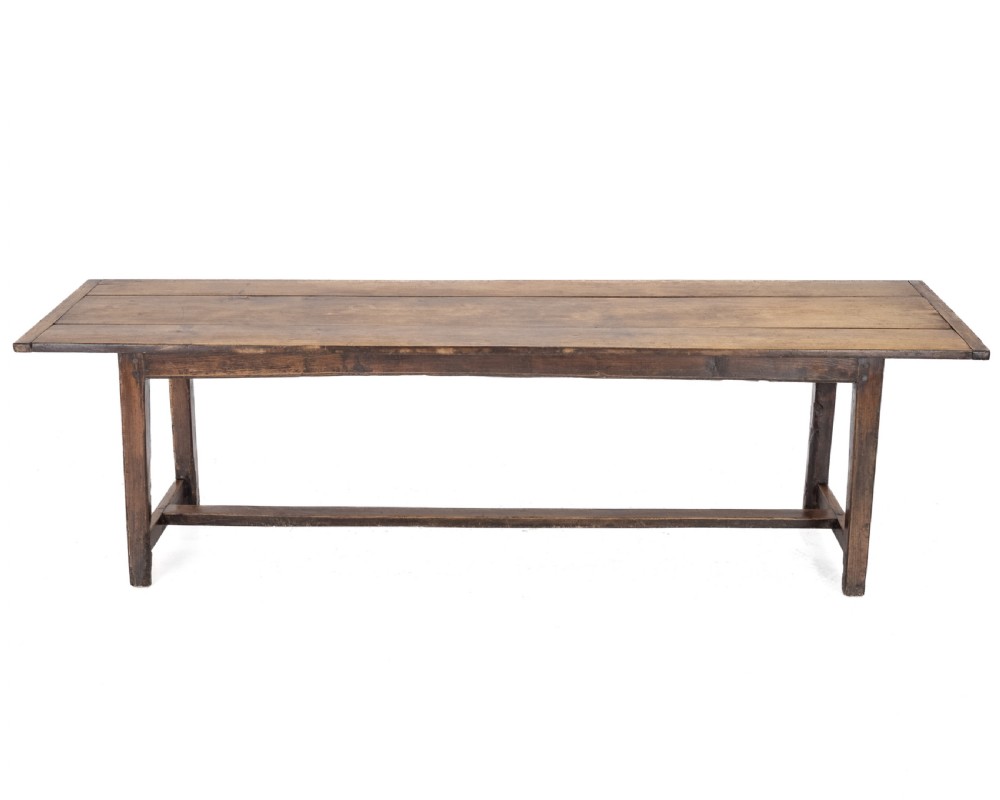 Large Early 19th Century French Farmhouse Refectory Dining Table – Pear Wood & Elm, 10 Seater, 8½ ft Long (Rustic Country Kitchen) View XVII