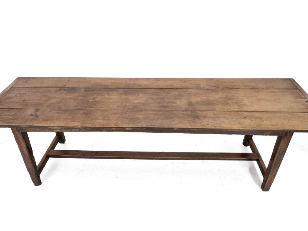 Large Early 19th Century French Farmhouse Refectory Dining Table – Pear Wood & Elm, 10 Seater, 8½ ft Long (Rustic Country Kitchen) View XXI