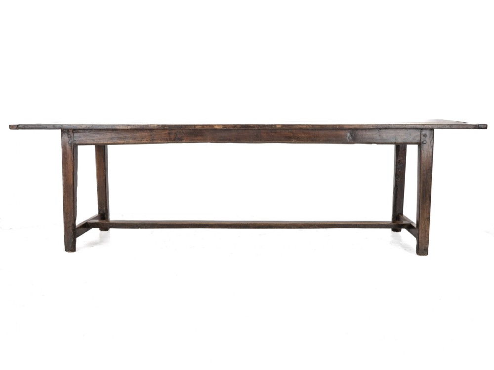 Large Early 19th Century French Farmhouse Refectory Dining Table – Pear Wood & Elm, 10 Seater, 8½ ft Long (Rustic Country Kitchen) View XXII