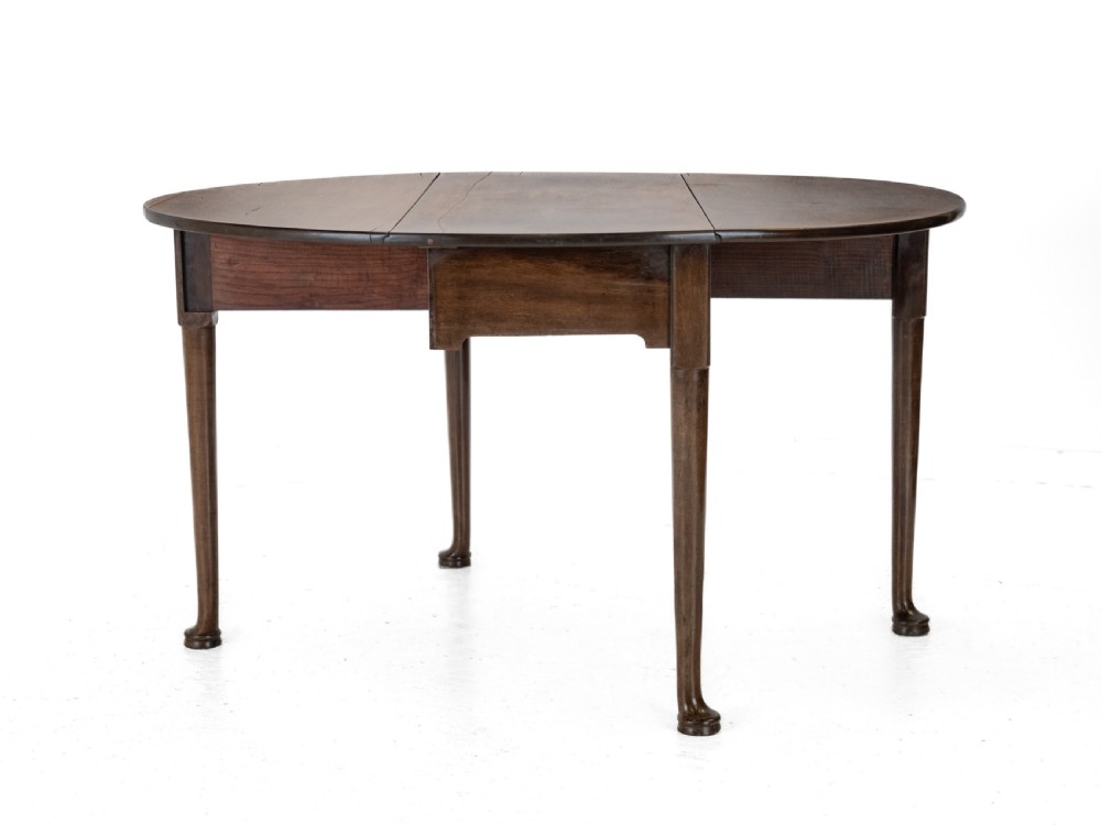 George II Mid 18th Century Mahogany Oval Drop-Leaf Gateleg Dining Table – (Georgian, Pad Foot, Occasional, Circa 1750) View III