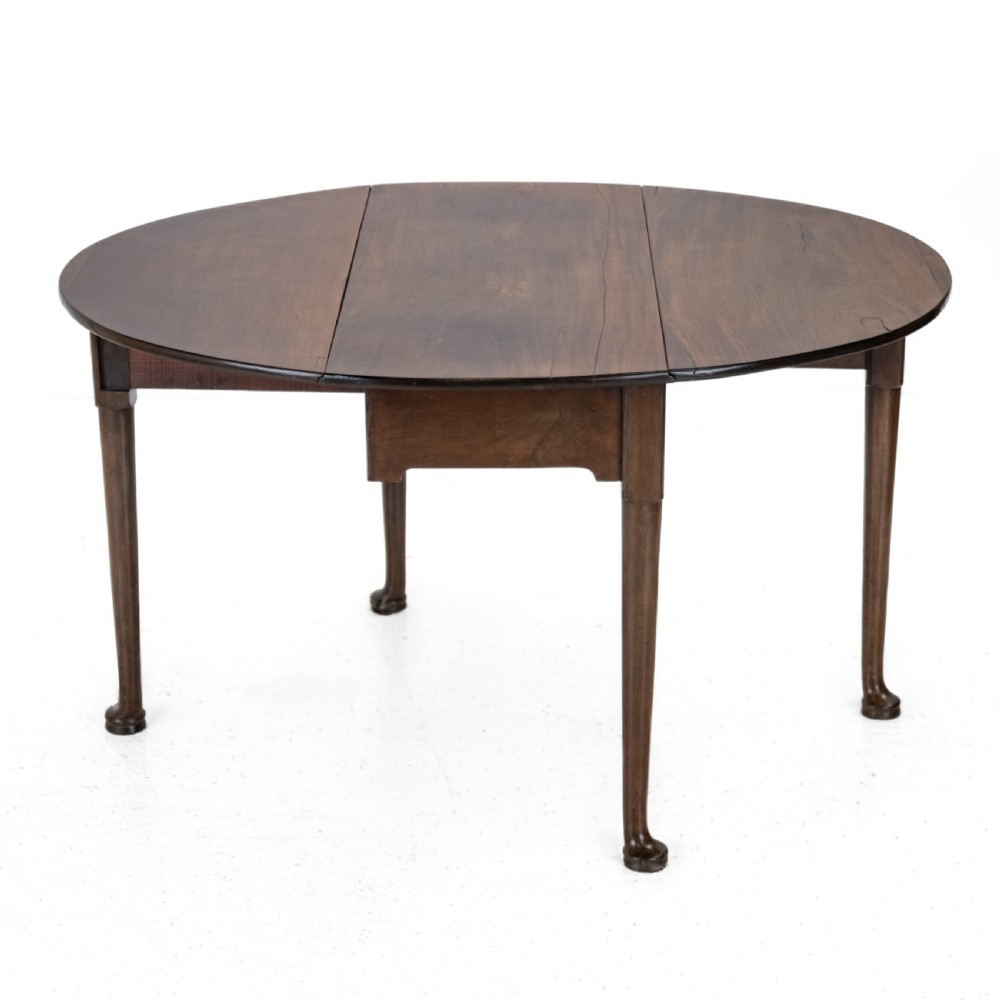 George II Mid 18th Century Mahogany Oval Drop-Leaf Gateleg Dining Table – (Georgian, Pad Foot, Occasional, Circa 1750) View V