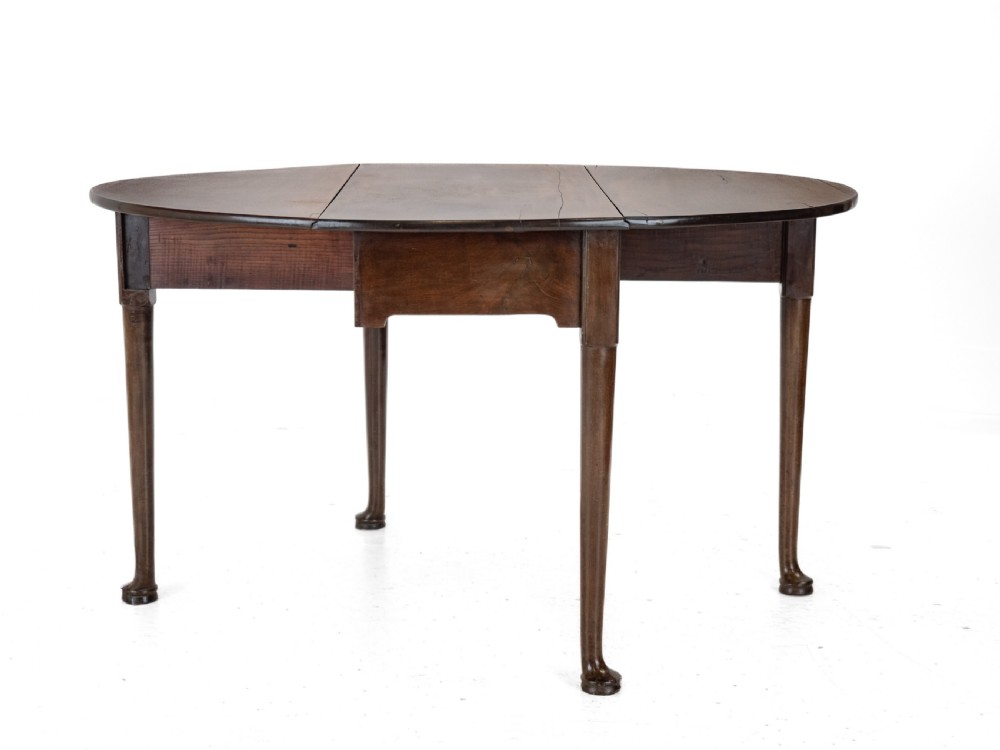 George II Mid 18th Century Mahogany Oval Drop-Leaf Gateleg Dining Table – (Georgian, Pad Foot, Occasional, Circa 1750) View X