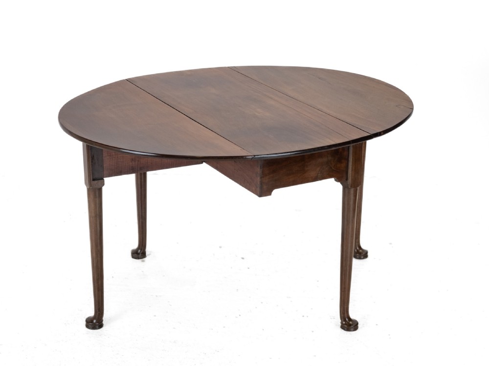 George II Mid 18th Century Mahogany Oval Drop-Leaf Gateleg Dining Table – (Georgian, Pad Foot, Occasional, Circa 1750) View XII