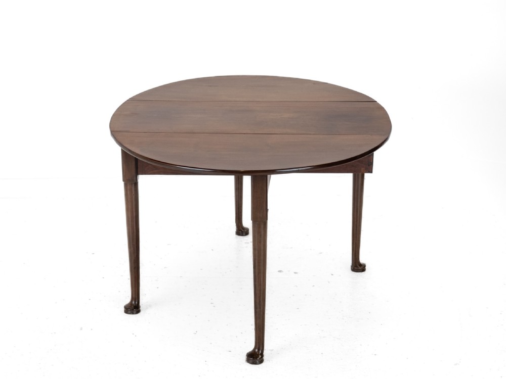 George II Mid 18th Century Mahogany Oval Drop-Leaf Gateleg Dining Table – (Georgian, Pad Foot, Occasional, Circa 1750) View XIII