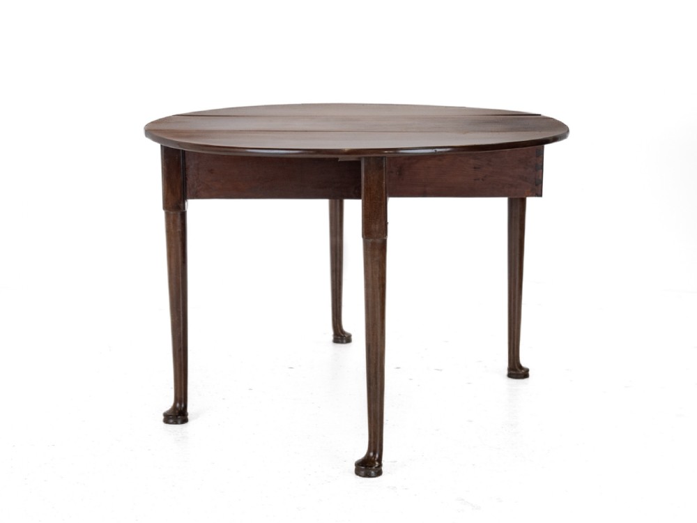 George II Mid 18th Century Mahogany Oval Drop-Leaf Gateleg Dining Table – (Georgian, Pad Foot, Occasional, Circa 1750) View XIV