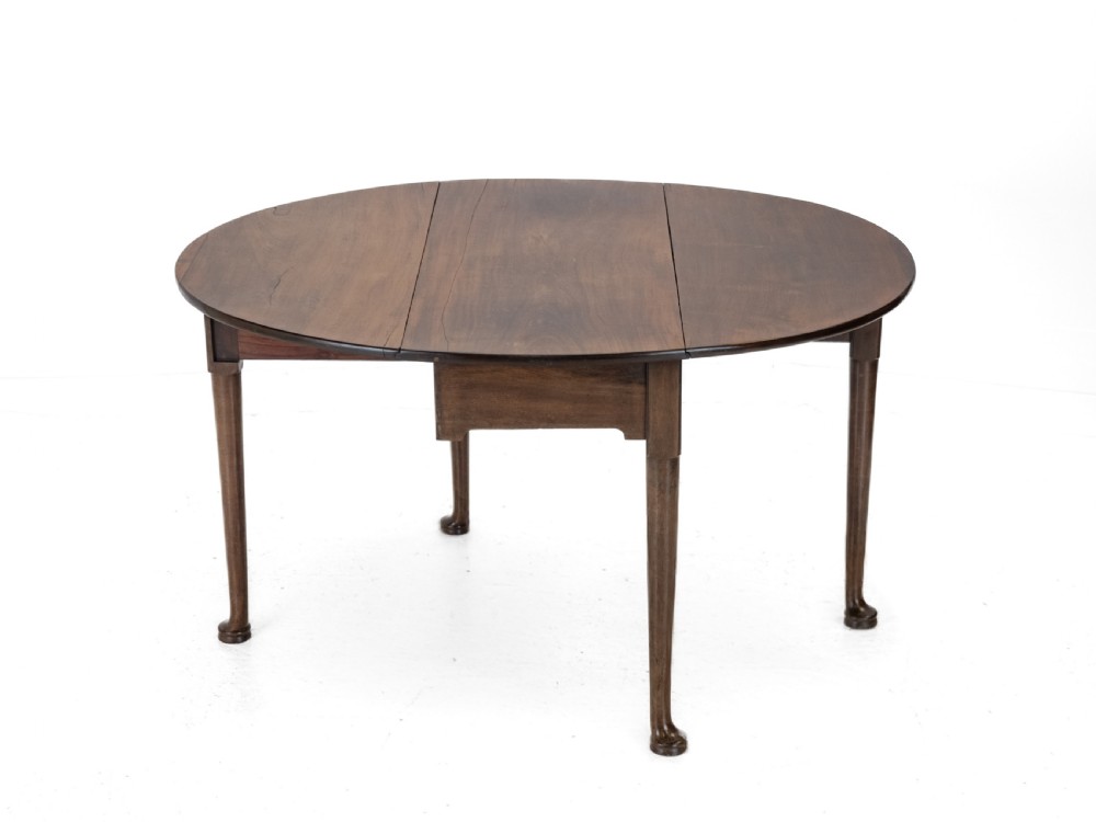 George II Mid 18th Century Mahogany Oval Drop-Leaf Gateleg Dining Table – (Georgian, Pad Foot, Occasional, Circa 1750) View XV