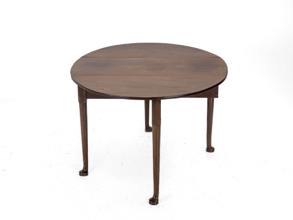 George II Mid 18th Century Mahogany Oval Drop-Leaf Gateleg Dining Table – (Georgian, Pad Foot, Occasional, Circa 1750) View XVI
