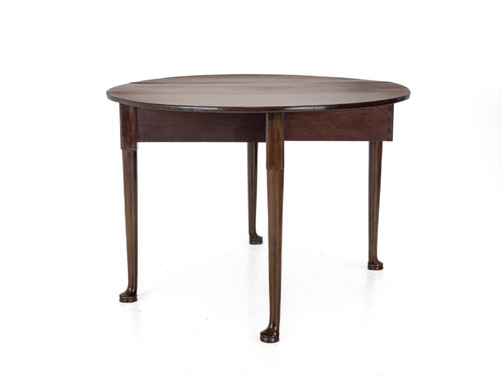 George II Mid 18th Century Mahogany Oval Drop-Leaf Gateleg Dining Table – (Georgian, Pad Foot, Occasional, Circa 1750) View XVIII
