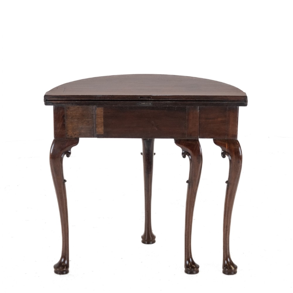 George II Cuban Mahogany Demi-Lune Fold-Over Tea Table with Twin Swing-Out Drawers, c.1750 View VI