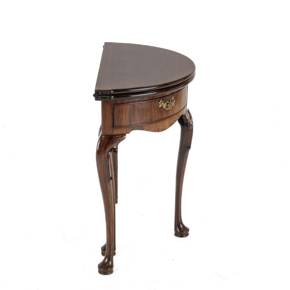 George II Cuban Mahogany Demi-Lune Fold-Over Tea Table with Twin Swing-Out Drawers, c.1750 View VII